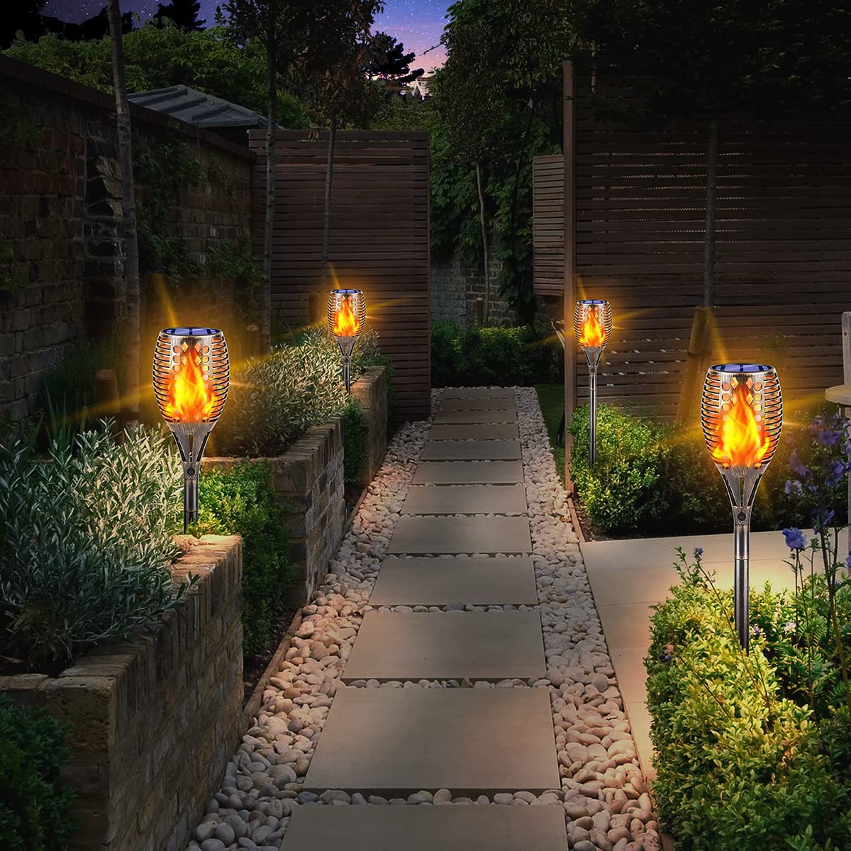 TomCare bronze torches enhance garden parties and events with warm glow.