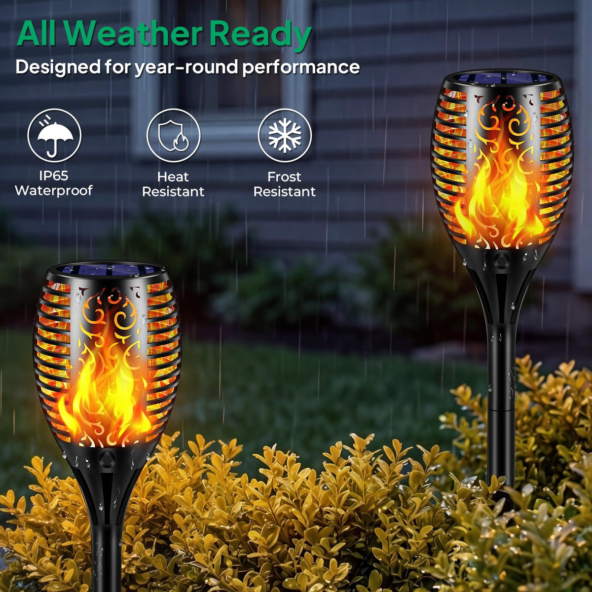 TomCare ground-stake installation makes torch lights easy along walkways.