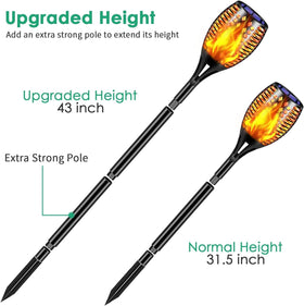 TomCare IP65 outdoor torches withstand rain and snow for durable outdoor lighting.