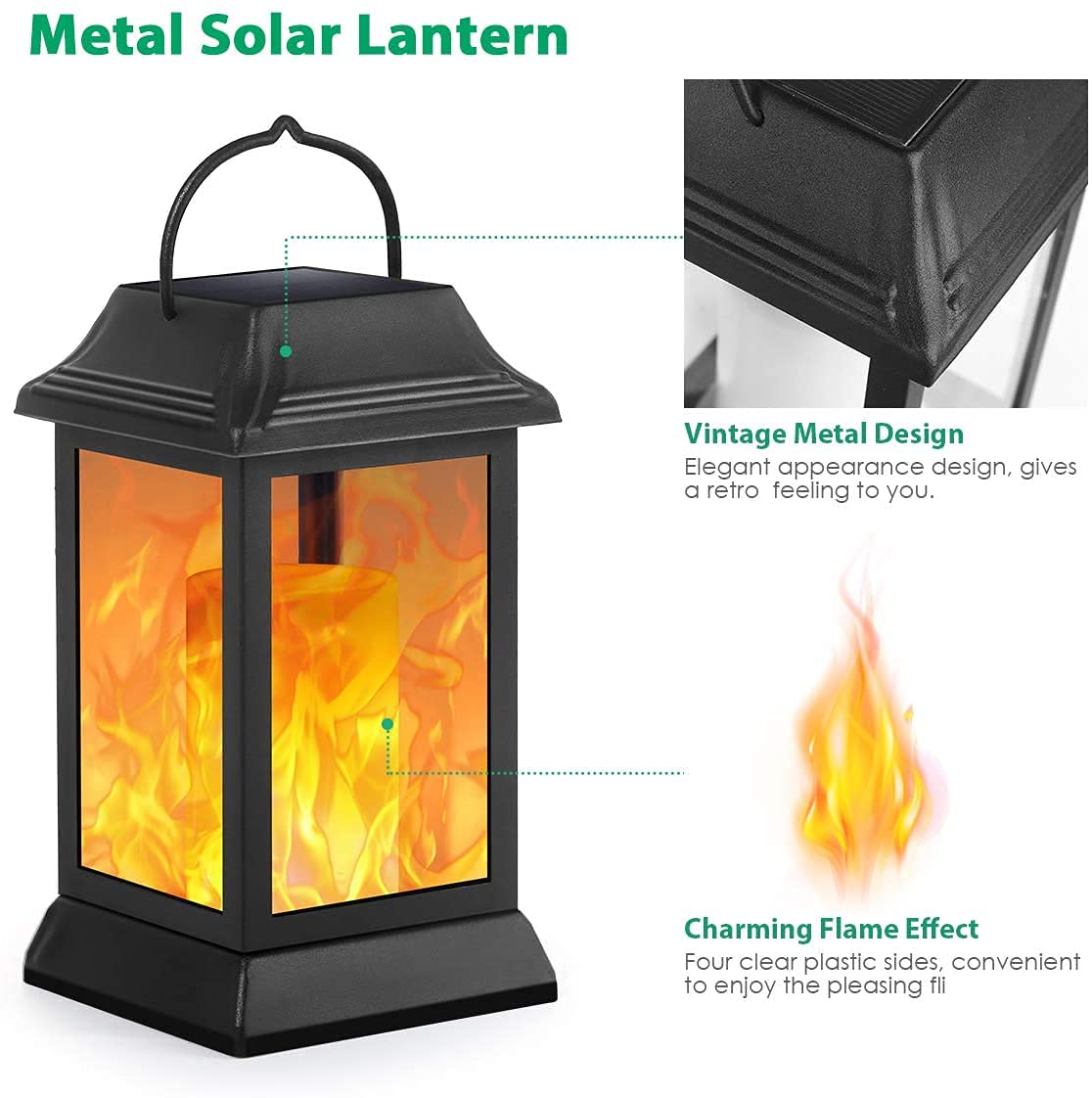 TomCare metal hanging lantern with rustproof finish for yearround use