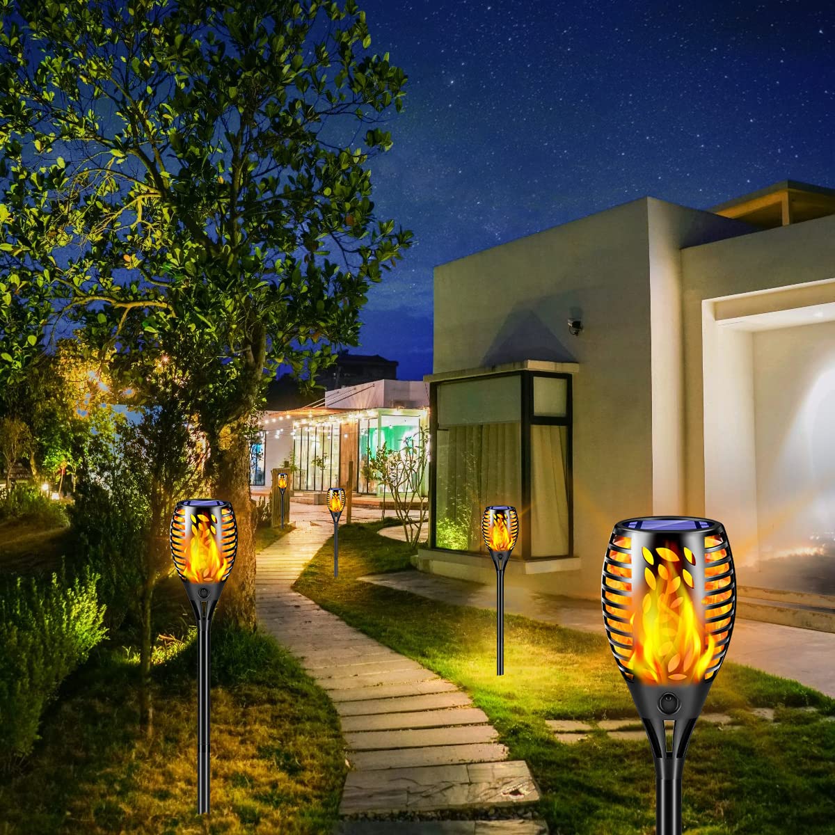 TomCare solar-powered torch with auto dusk-to-dawn sensor