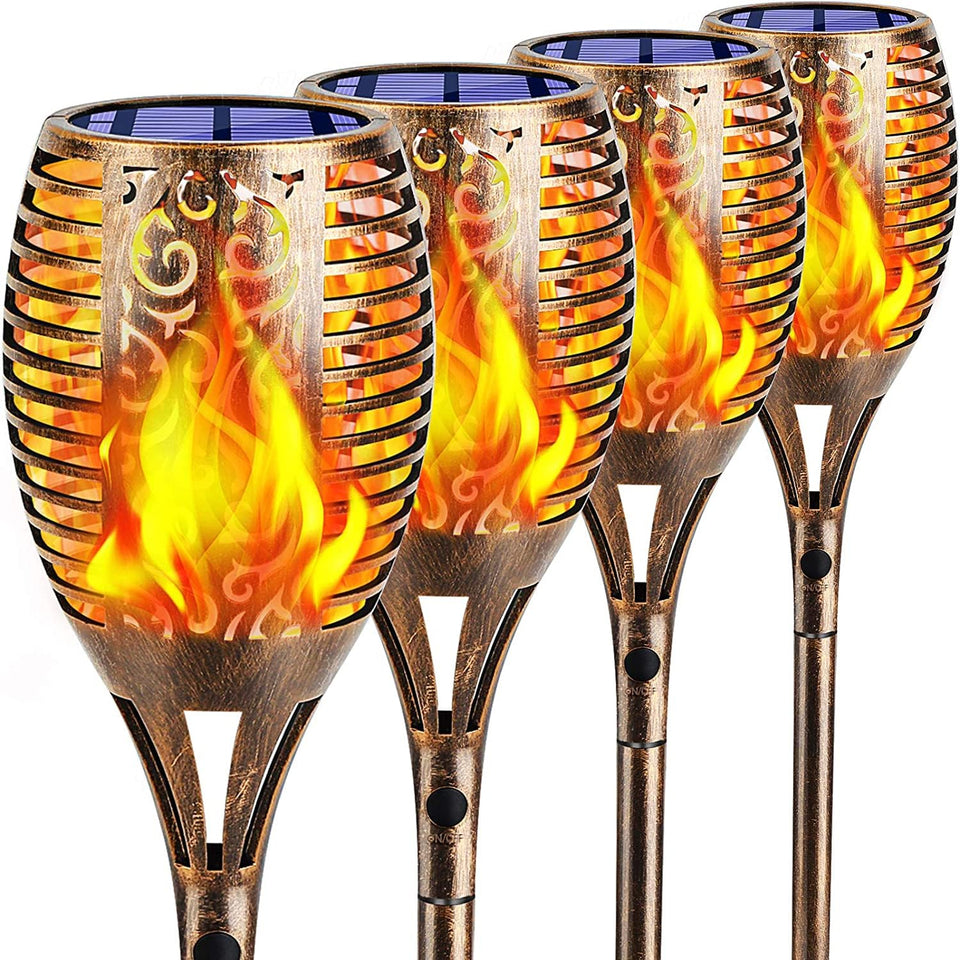 TomCare solar flame torch 99 LED bronze 43in assembly, durable outdoor lighting