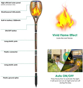 TomCare 99 LED bronze flame torch at dusk glow for pathways