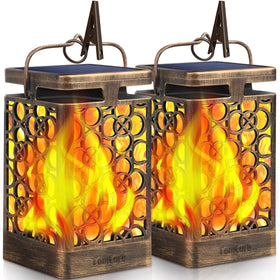 TomCare solar lantern bronze flame ambient lighting for outdoor patios