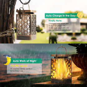 TomCare bronze flame lanterns waterproof design withstands rain