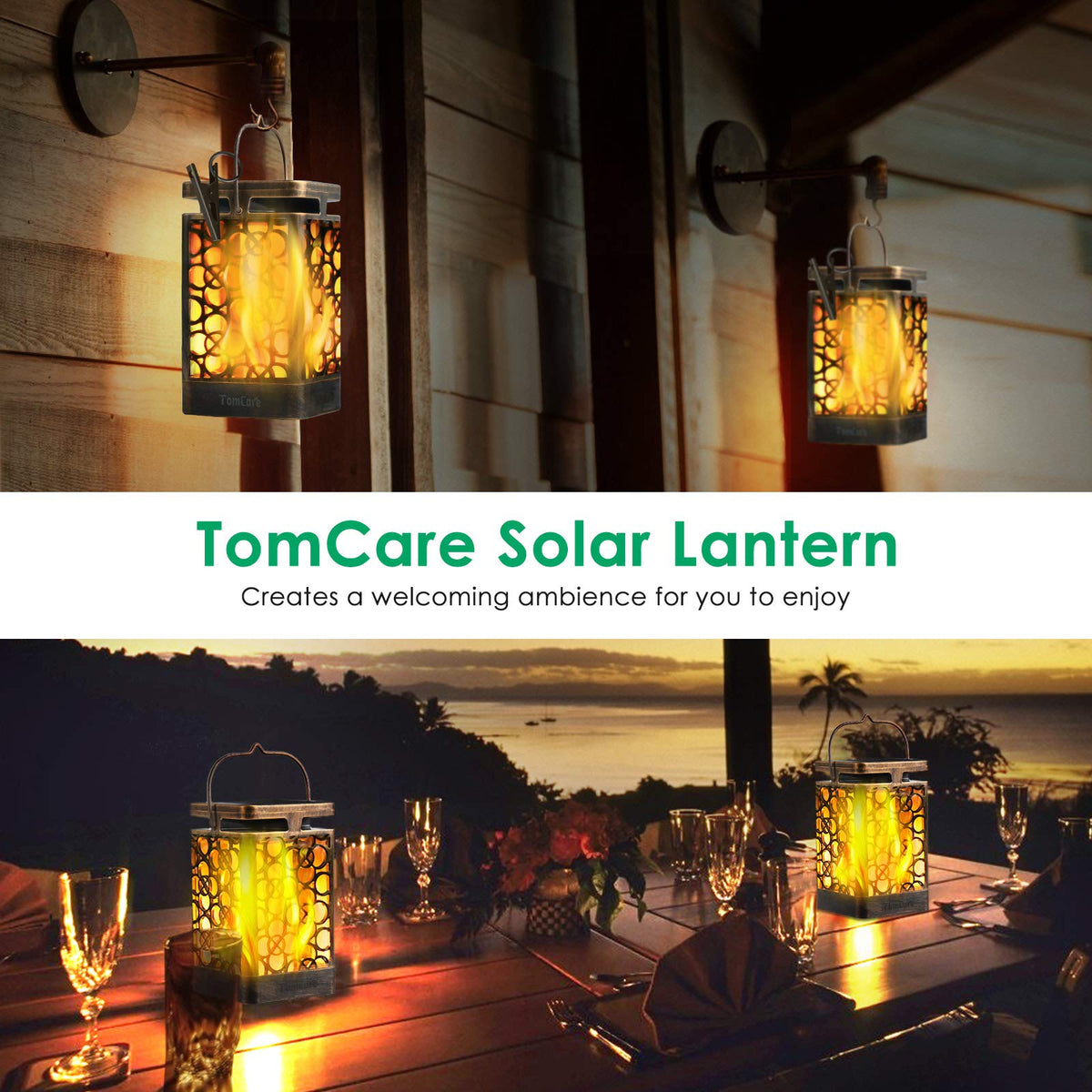 TomCare solar lanterns bronze decorative lighting for patios decks