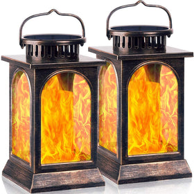 TomCare flickering flame lantern hanging to create warm outdoor ambiance