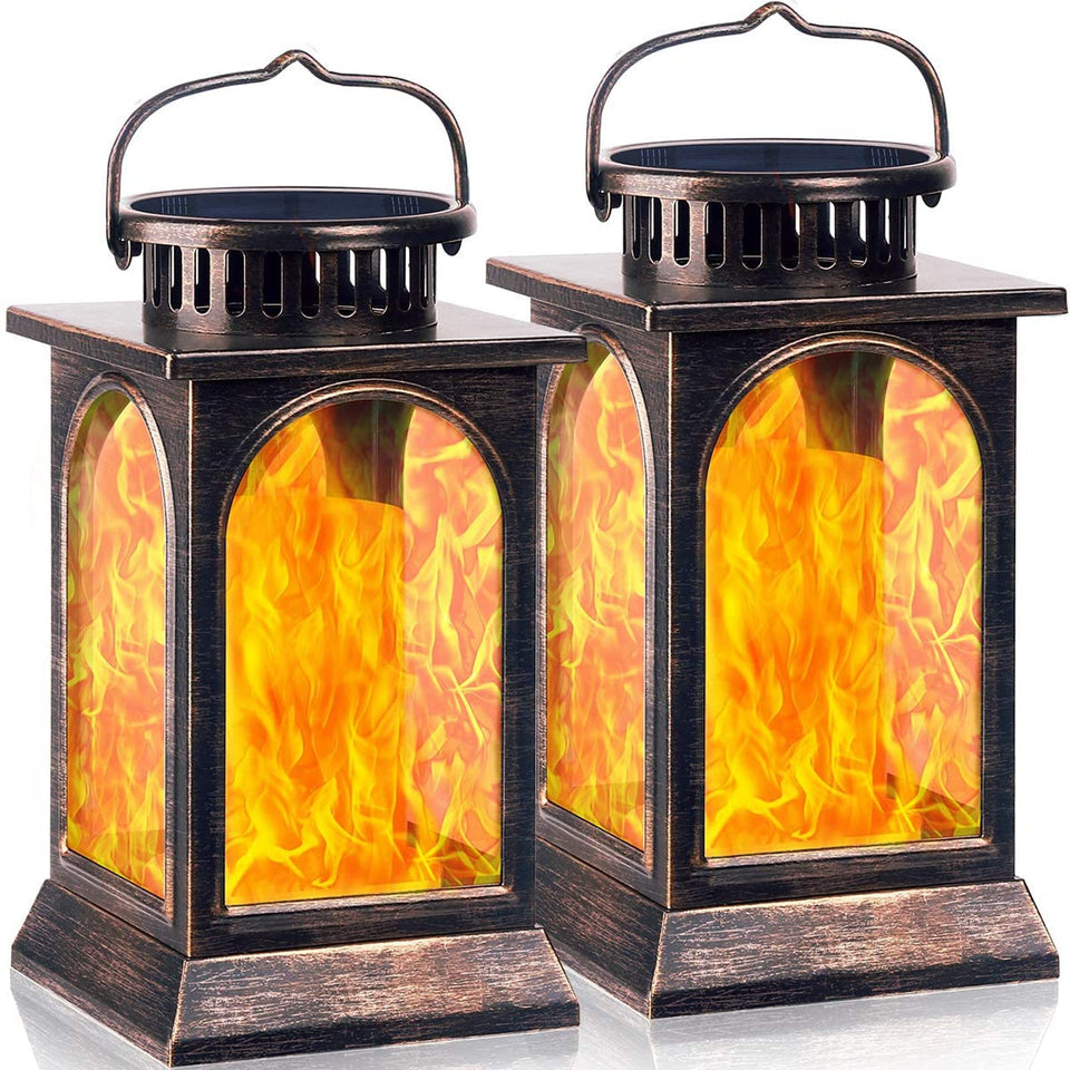 TomCare flickering flame lantern hanging to create warm outdoor ambiance