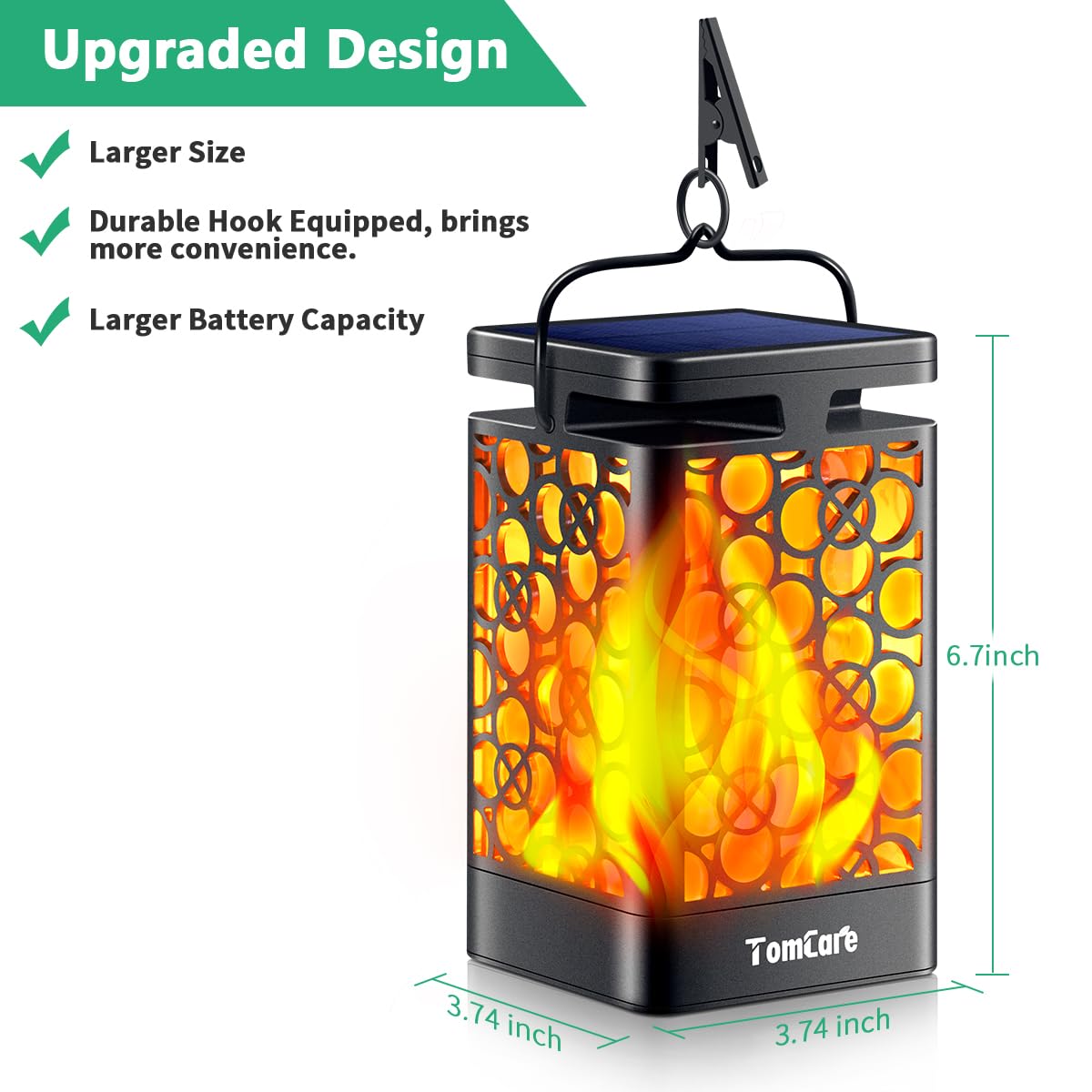 TomCare solar lantern size-upgraded enhances visual impact outdoors
