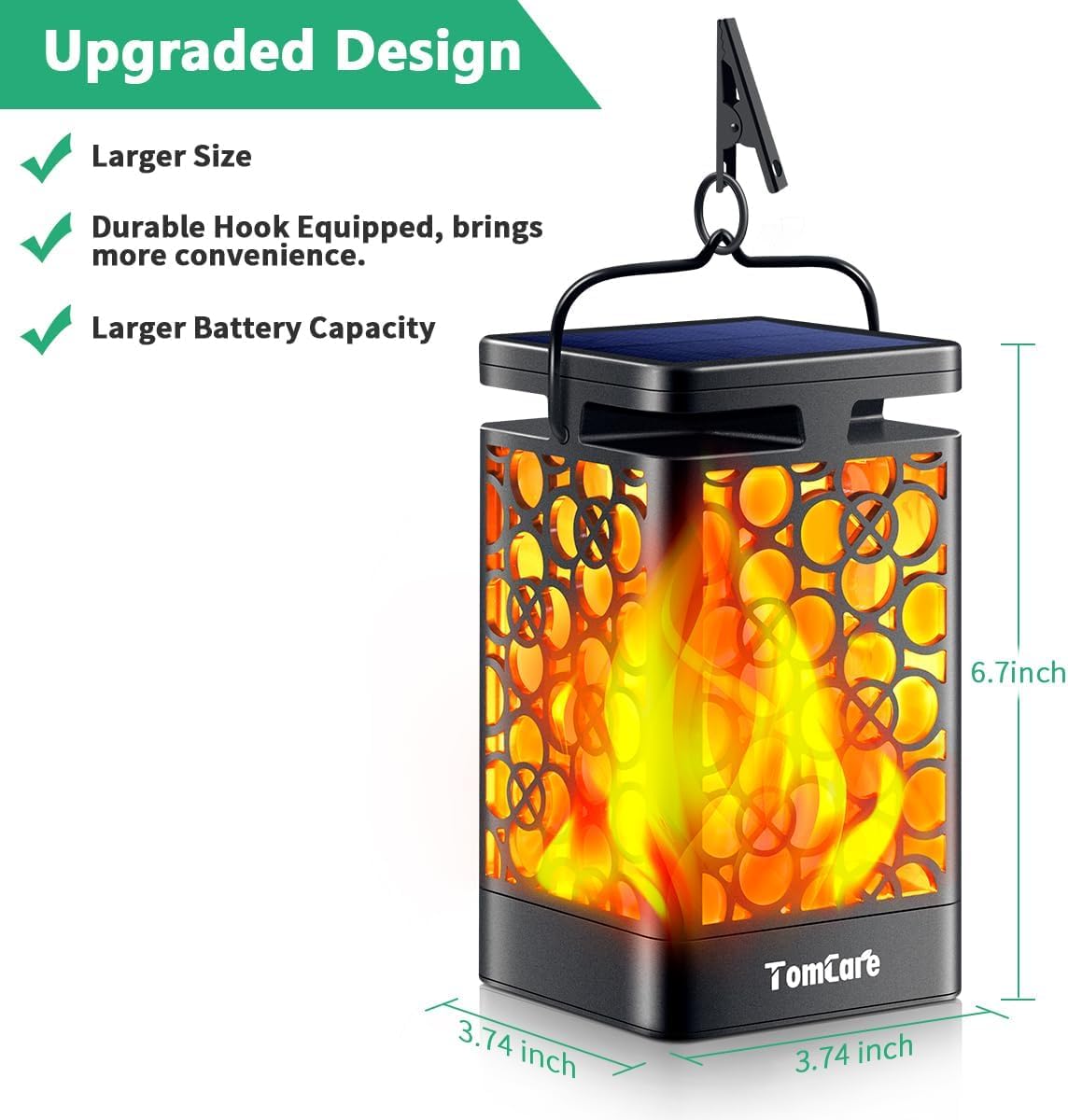 TomCare two-pack outdoor lanterns ready for garden or deck.