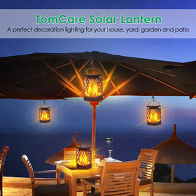 Two-pack TomCare lanterns provide versatile outdoor lighting setups.