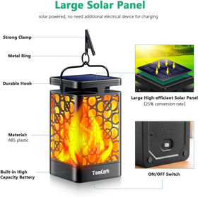 TomCare lantern with upgraded solar panel for better daytime charging.