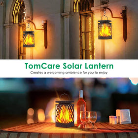TomCare lantern emits warm yellow light for cozy evenings.