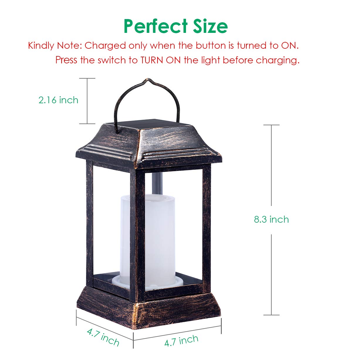 TomCare lantern at dusk creating inviting garden glow.
