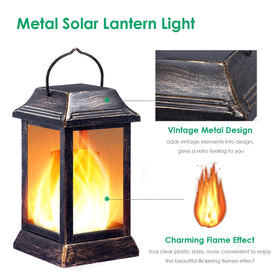 TomCare lantern hanging on hook for outdoor decor.