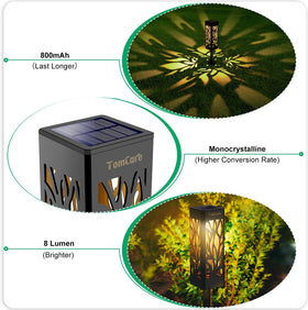 TomCare solar lights hollow lampshade pattern creates decorative silhouettes at night