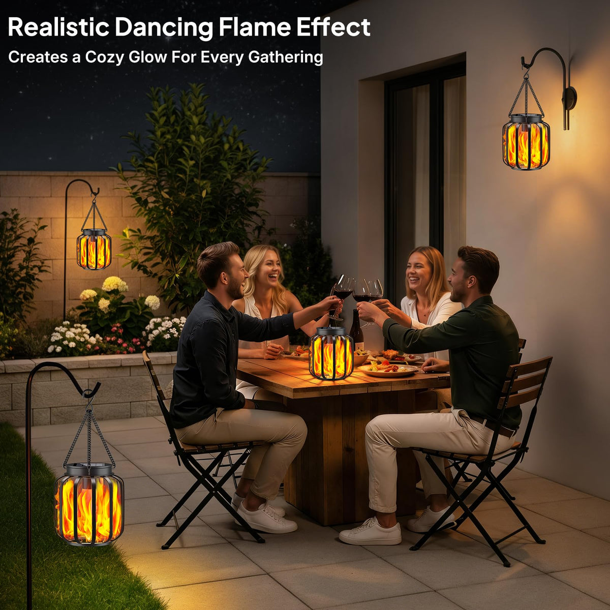 TomCare solar panel charging in daylight powers dusk illumination all night.