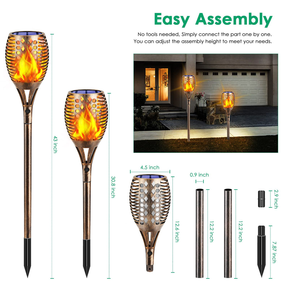 TomCare 96 LED torches illuminate walkways with warm, inviting light along your yard.
