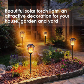 TomCare solar torch easy-install stakes quick to place.