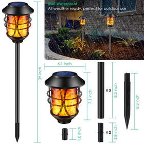 TomCare solar torch waterproof IP65 design withstands rain and snow.