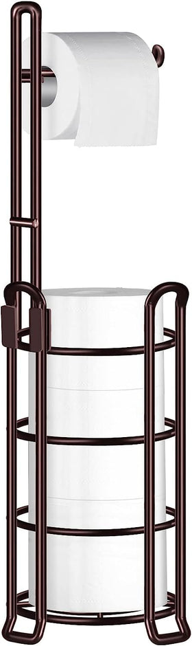 TomCare bronze standing toilet paper holder keeps rolls within easy reach