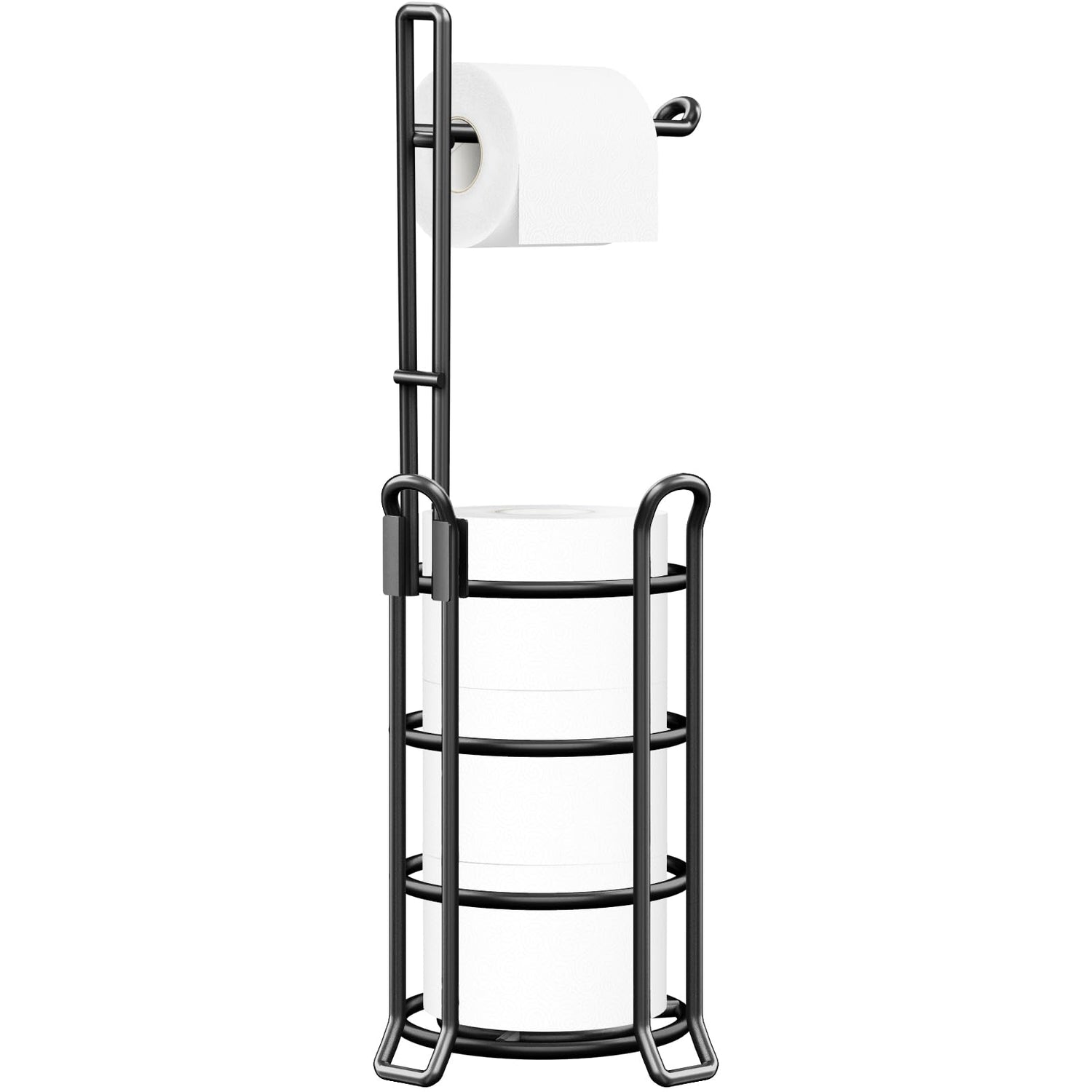 TomCare free-standing holder back view shows sturdy storage tower for easy access.
