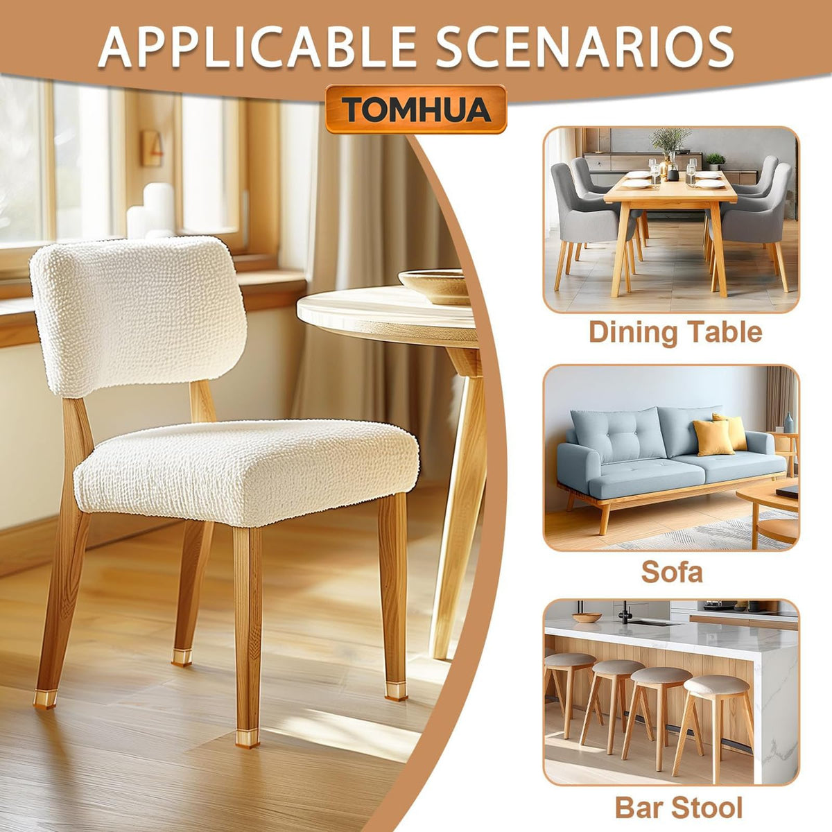 TOMHUA adjustable fit for 1.5-2 inch chair legs
