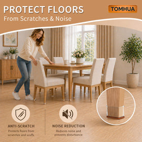 TOMHUA chair leg protectors with transparent silicone for subtle floor protection