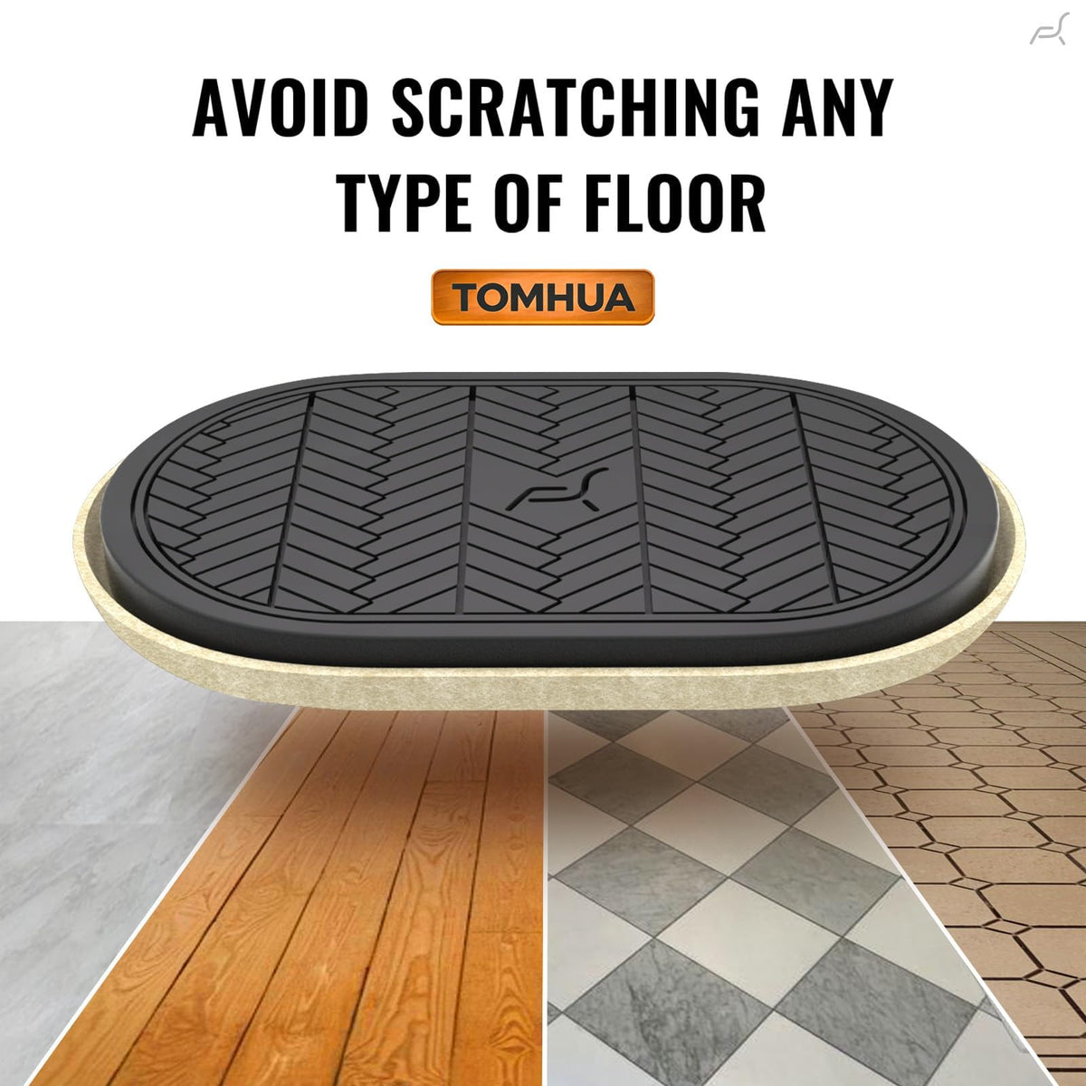 TOMHUA heavy-duty slider moves a sofa across a hardwood floor without scratching.