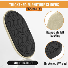 TOMHUA oval slider under furniture leg demonstrates smooth glide and scratch prevention.