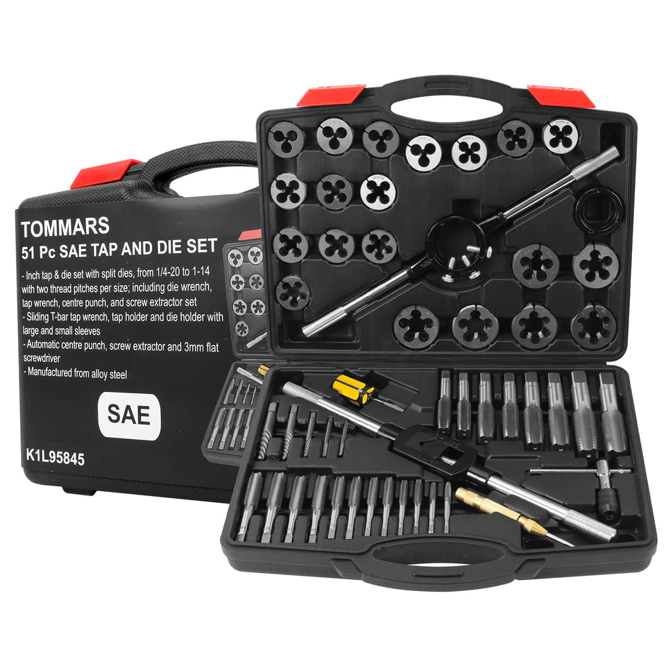 TOMMARS 51pc tap and die set kit for versatile threading tasks