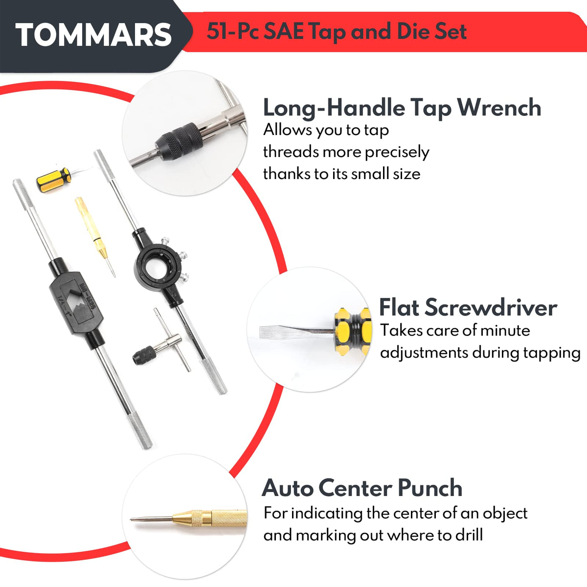 TOMMARS alloy steel taps and dies provide durable cuts