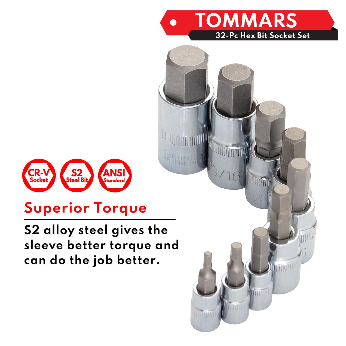 TOMMARS hex socket set in use for bikes and cars, enabling quick maintenance.