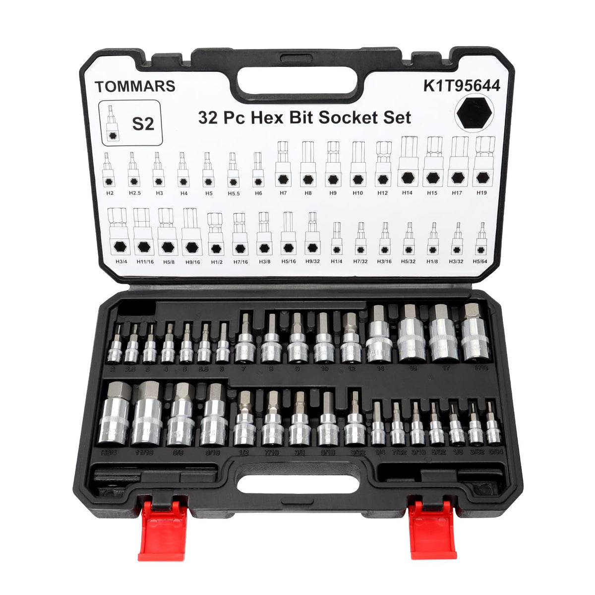 TOMMARS Master Allen hex socket set in case showing complete metric and SAE range.