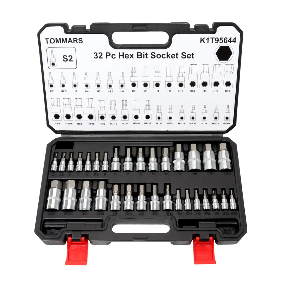 TOMMARS Master Allen hex socket set in case showing complete metric and SAE range.