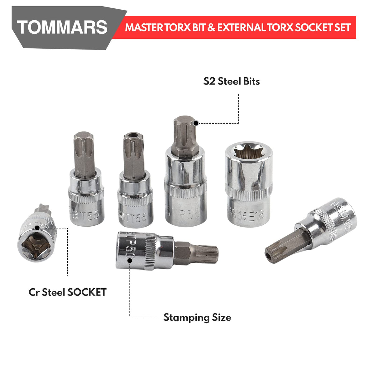 Tamper-Proof TT6-TT70 and Torx Plus TP8-TP60 bits included.