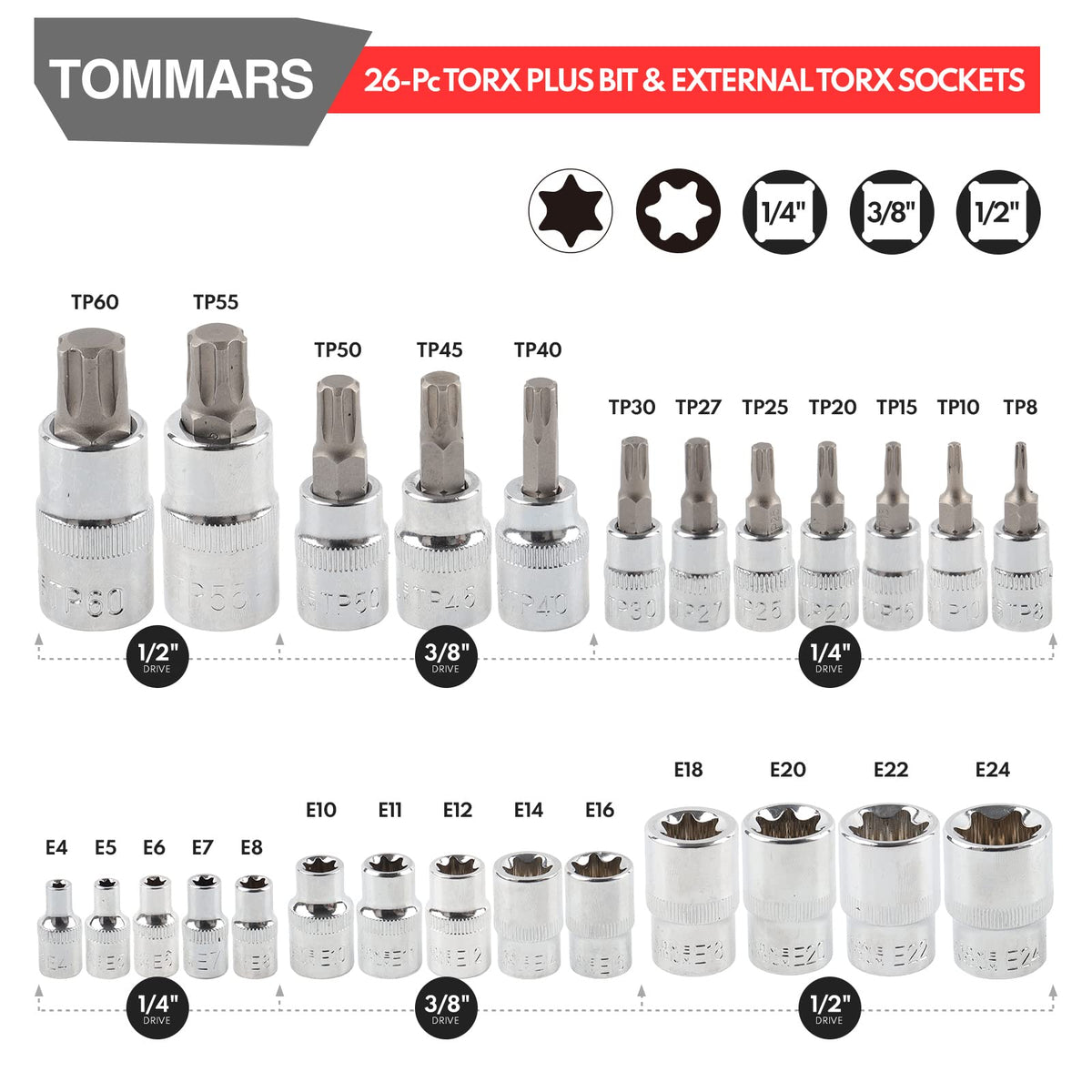 S2 steel Torx bits offer high torque tolerance and durability.