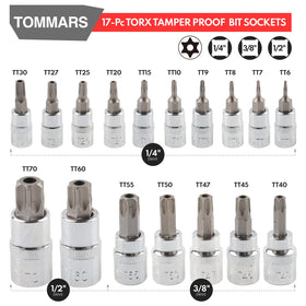 External Torx E4-E24 sockets ready for automotive and machinery work.