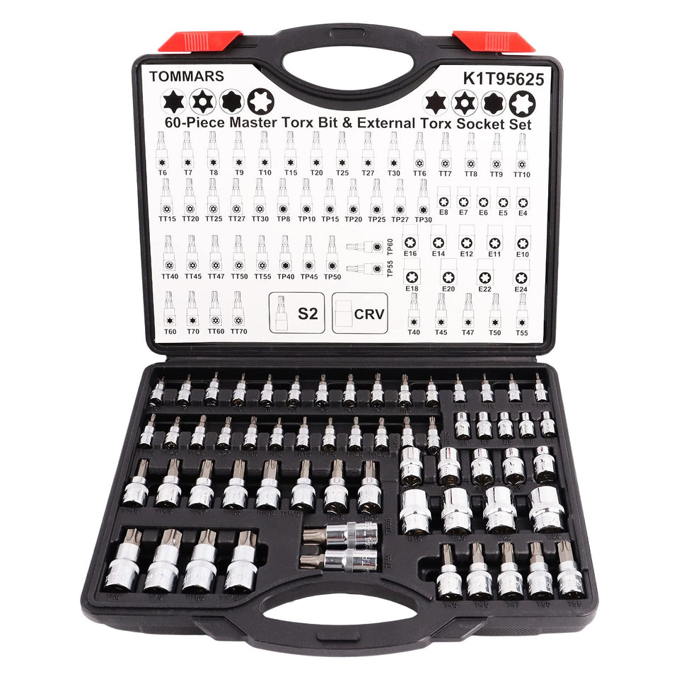 TOMMARS master Torx set case open, organized for quick access.