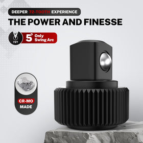 TOMMARS ratchet quick-release head secures sockets easily.