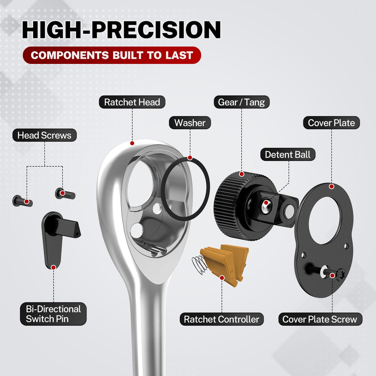 TOMMARS ratchet set 1/2-inch drive with longer handle for motorcycles.