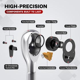 TOMMARS Stubby ratchet 72-tooth quick-release improves socket changes.