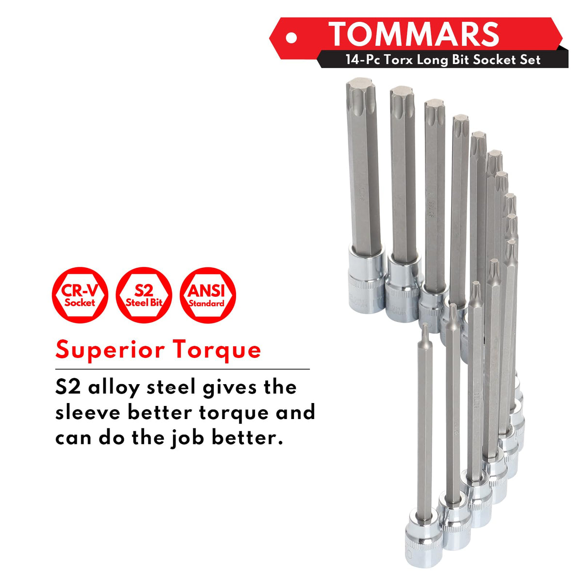 TOMMARS torx bit socket storage case keeps tools organized and portable.