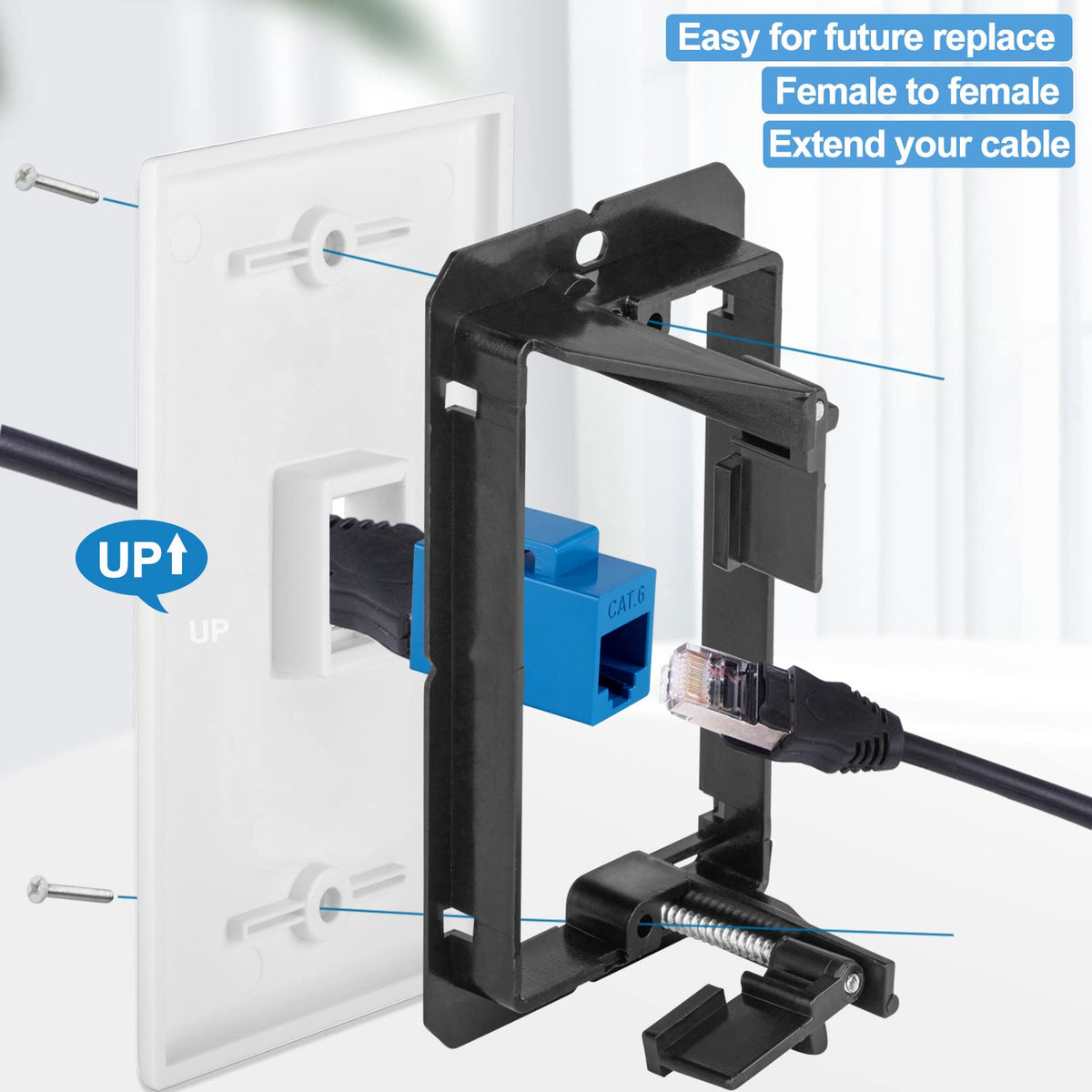 Tomoder low-voltage 1-gang bracket supports flush mounting.