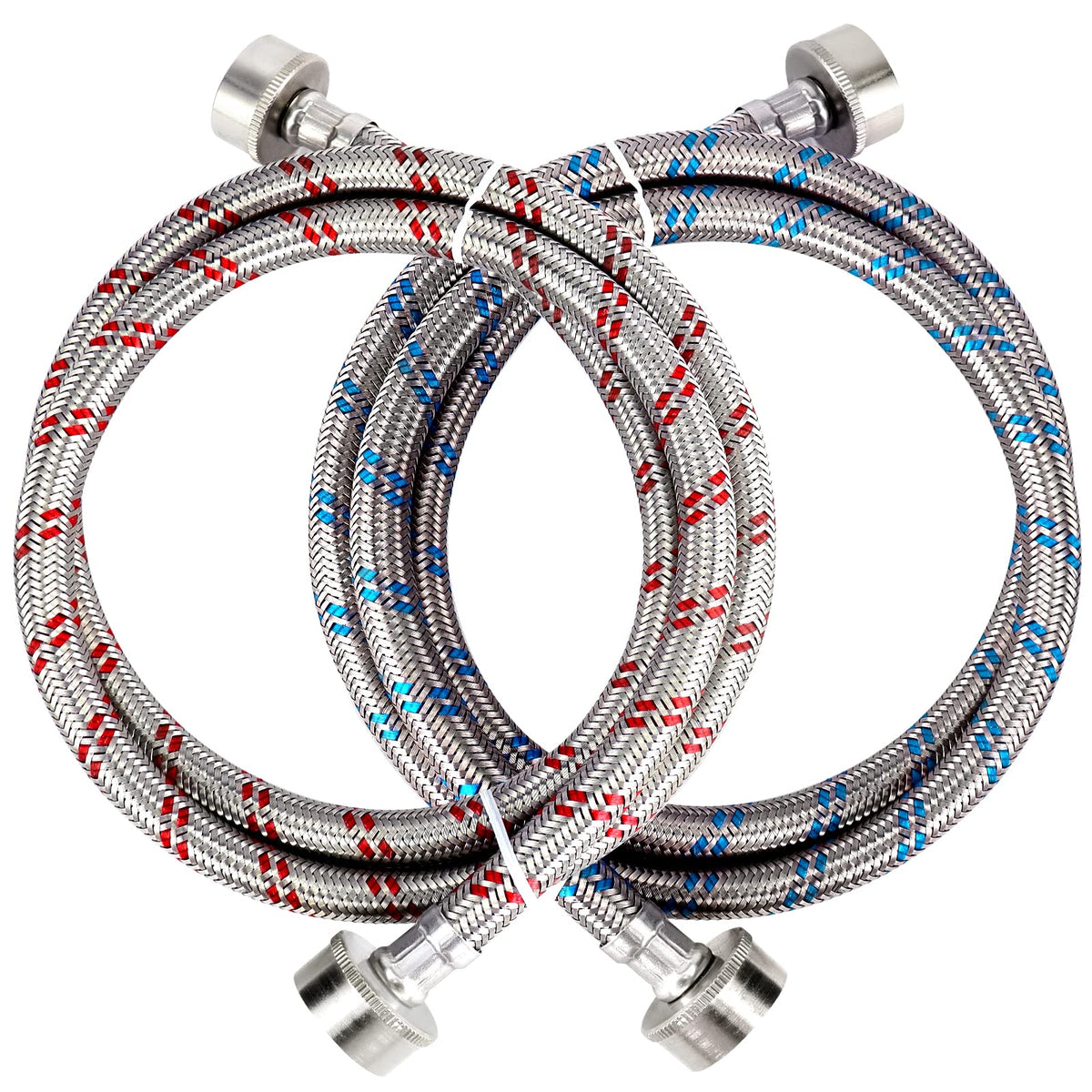 TOMOON 4ft stainless steel cold hose with blue liner for reliable cold supply