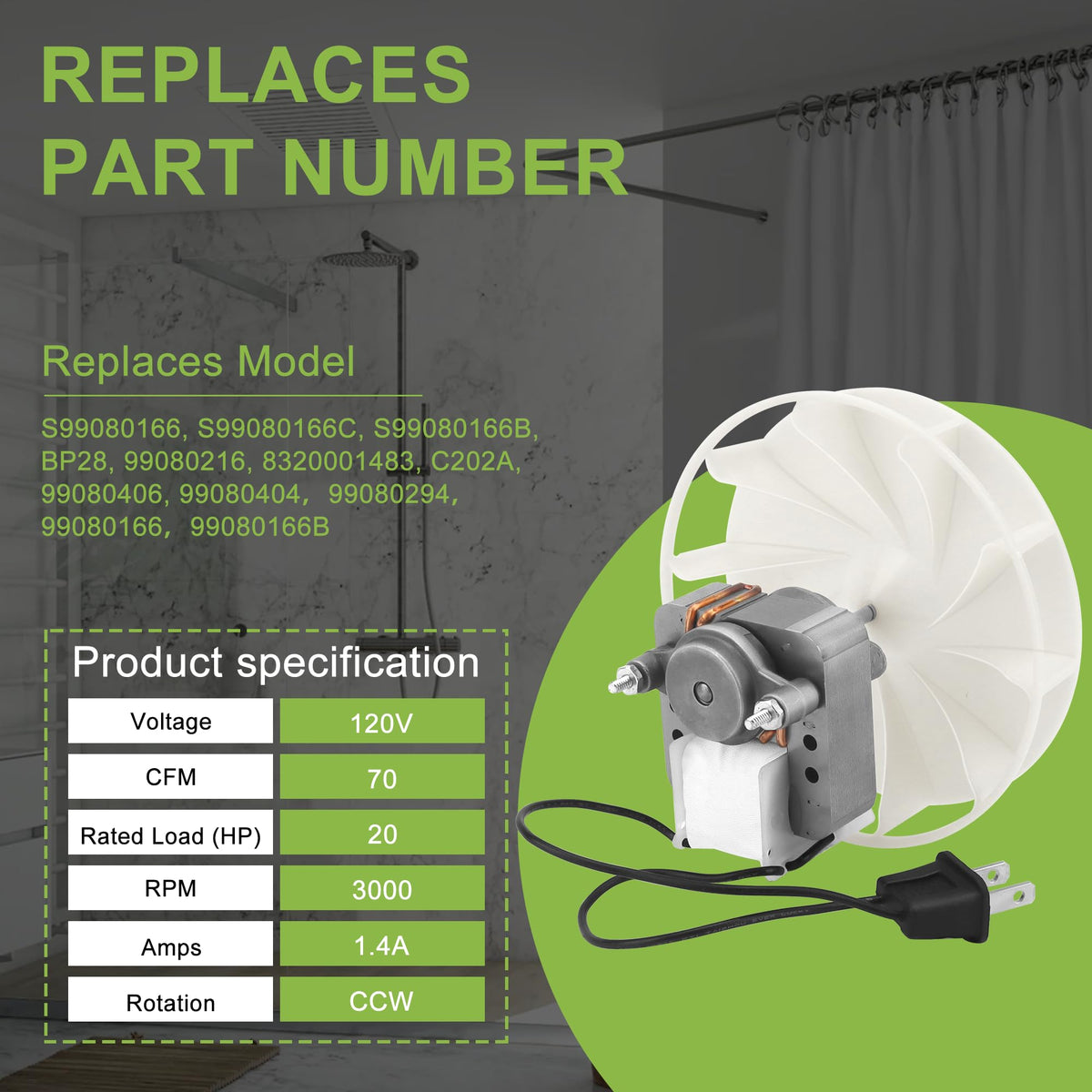 TOMOON S99080166 BP28 compatible with multiple Broan Nu-Tone models for versatile use.