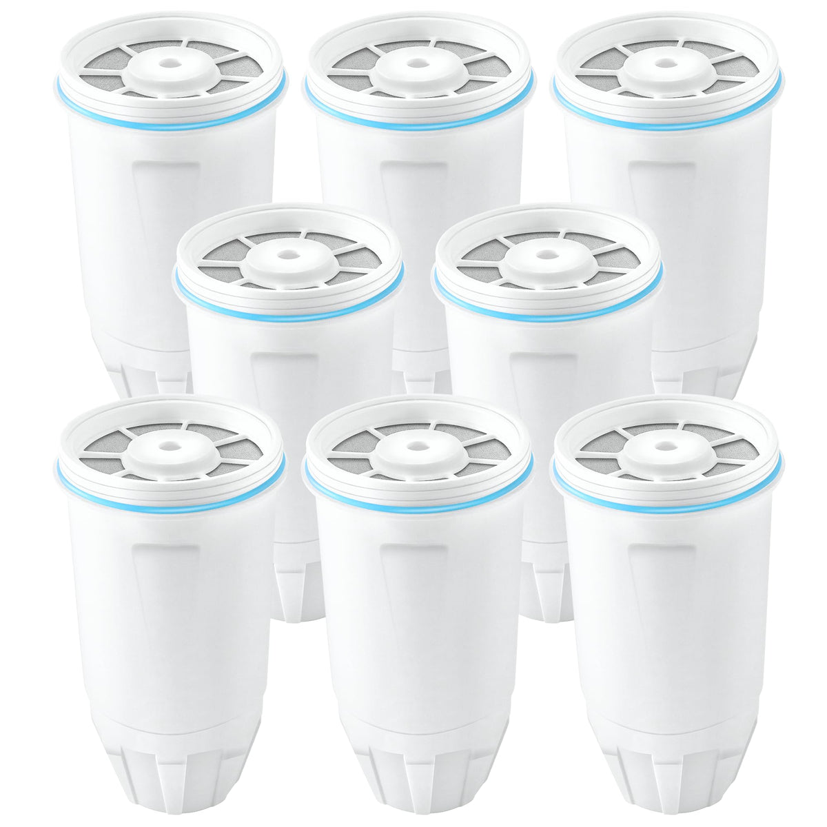 Tomoon ZR-001 eight-pack water filter improves taste by reducing chlorine and odors.