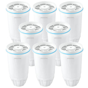 Tomoon ZR-001 eight-pack water filter improves taste by reducing chlorine and odors.
