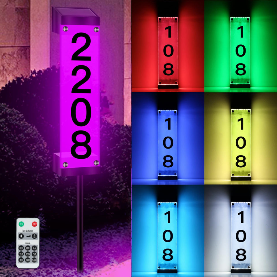 Tomskiko Solar Address Sign digits glow for clear night readability