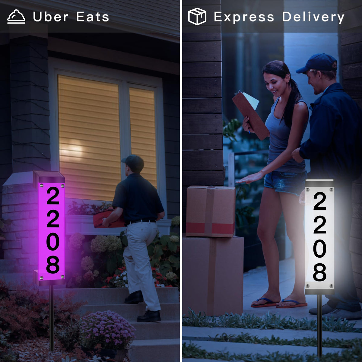 Tomskiko Solar Address Sign offers nine color modes for external ambiance